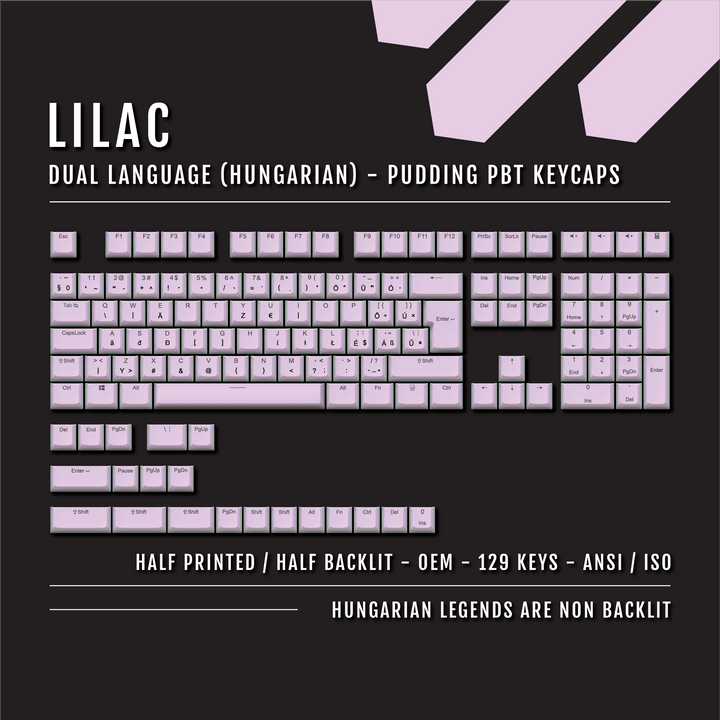 Lilac Hungarian (ISO-HU) Dual Language PBT Pudding Keycaps Krome Keycaps LTD hungarian