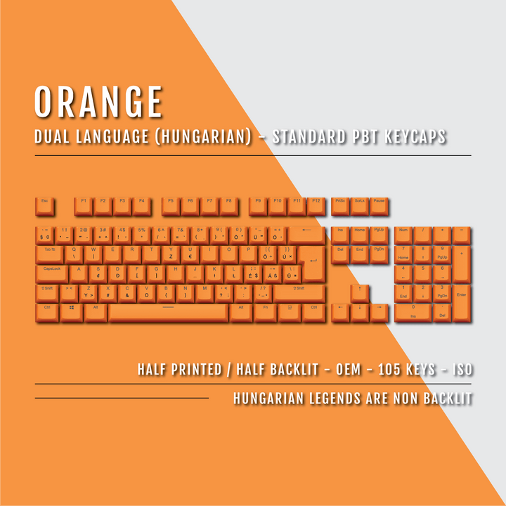 Orange Hungarian (ISO-HU) Dual Language PBT Keycaps Krome Keycaps LTD hungarian