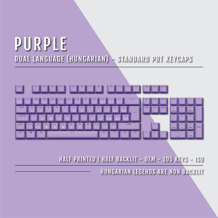 Purple Hungarian (ISO-HU) Dual Language PBT Keycaps Krome Keycaps LTD hungarian