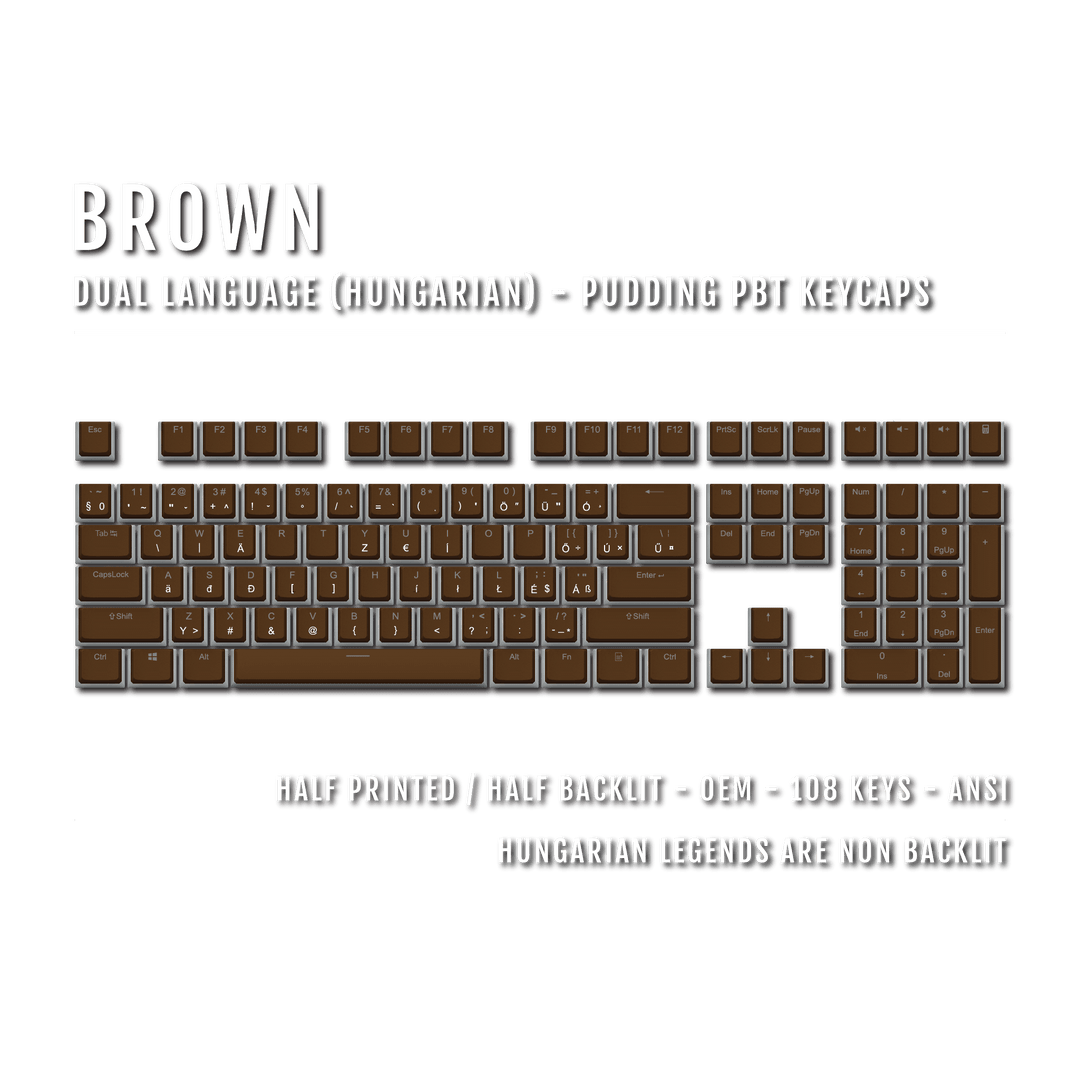 Brown Hungarian Dual Language PBT Pudding Keycaps Krome Keycaps LTD hungarian