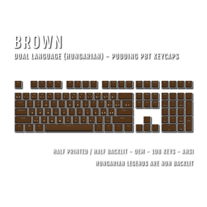 Brown Hungarian Dual Language PBT Pudding Keycaps Krome Keycaps LTD hungarian