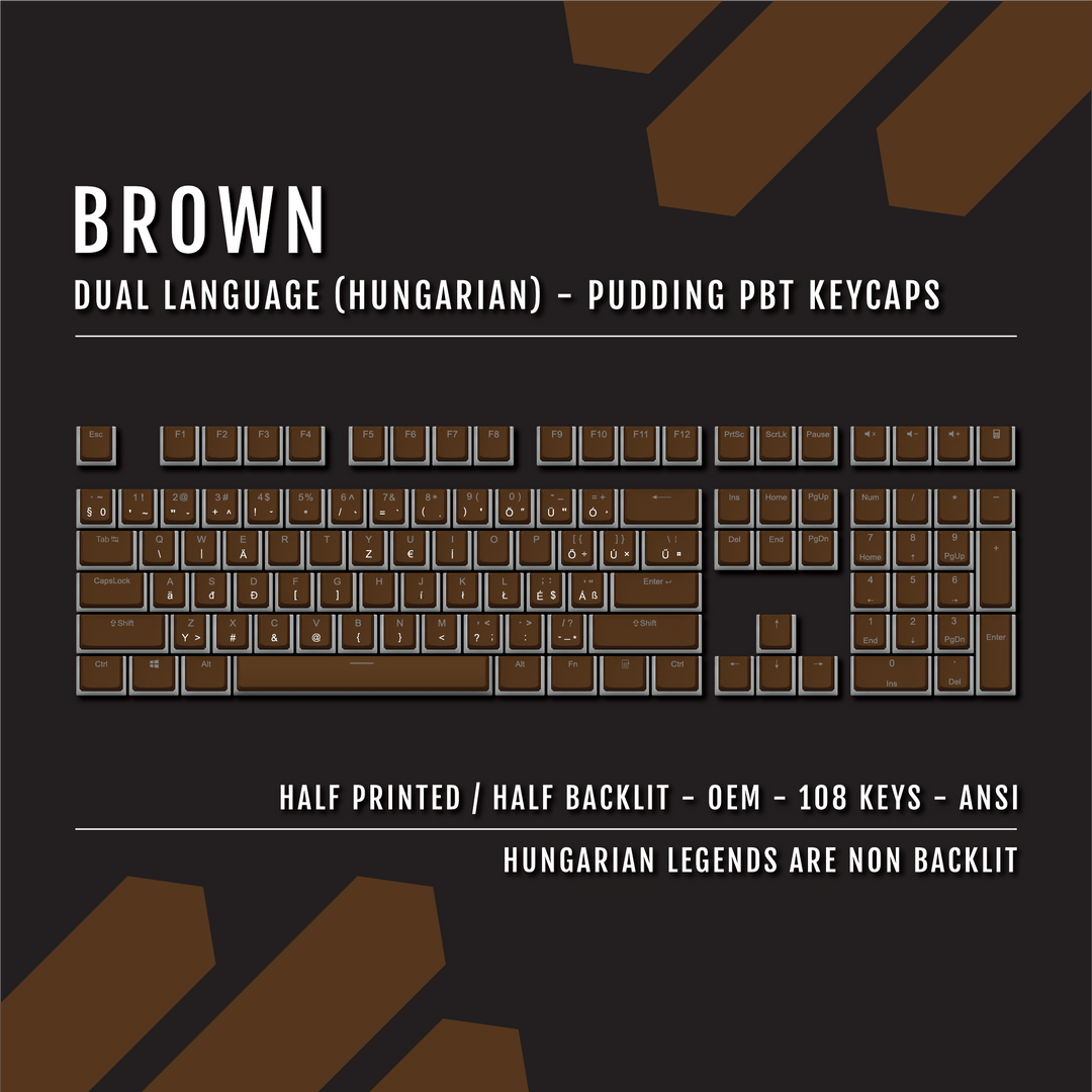 Brown Hungarian Dual Language PBT Pudding Keycaps Krome Keycaps LTD hungarian