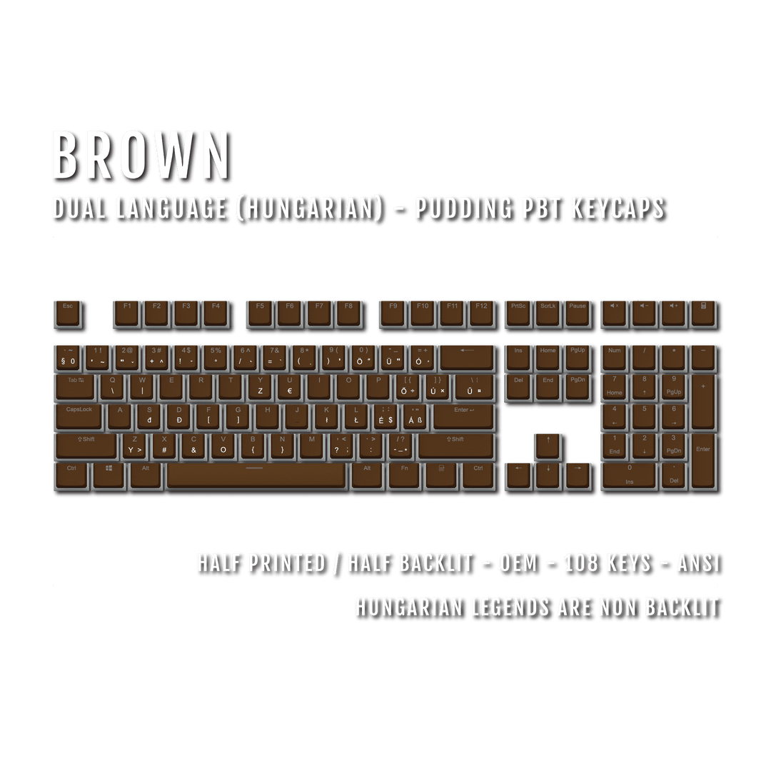 Brown Hungarian Dual Language PBT Pudding Keycaps