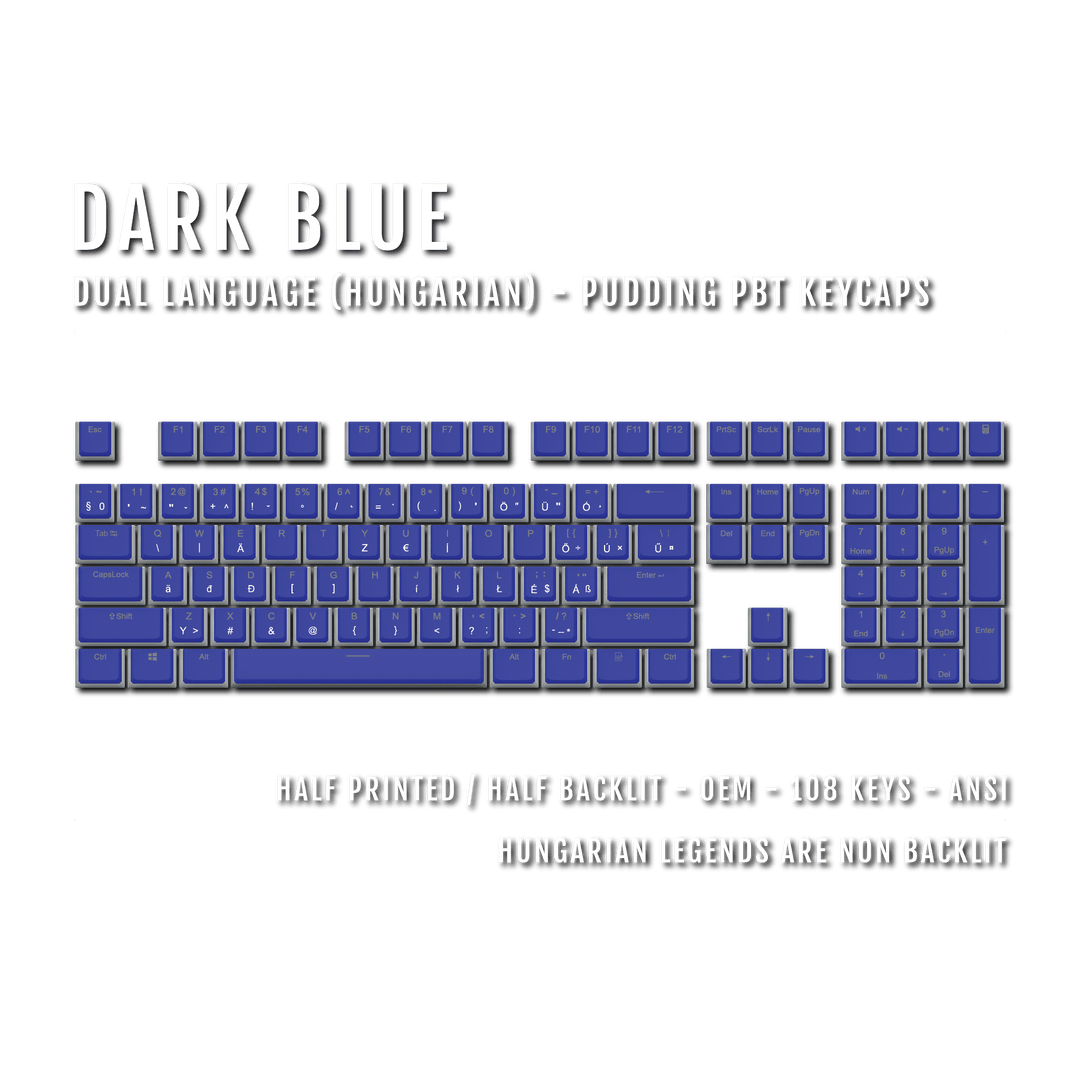 Dark Blue Hungarian Dual Language PBT Pudding Keycaps Krome Keycaps LTD hungarian