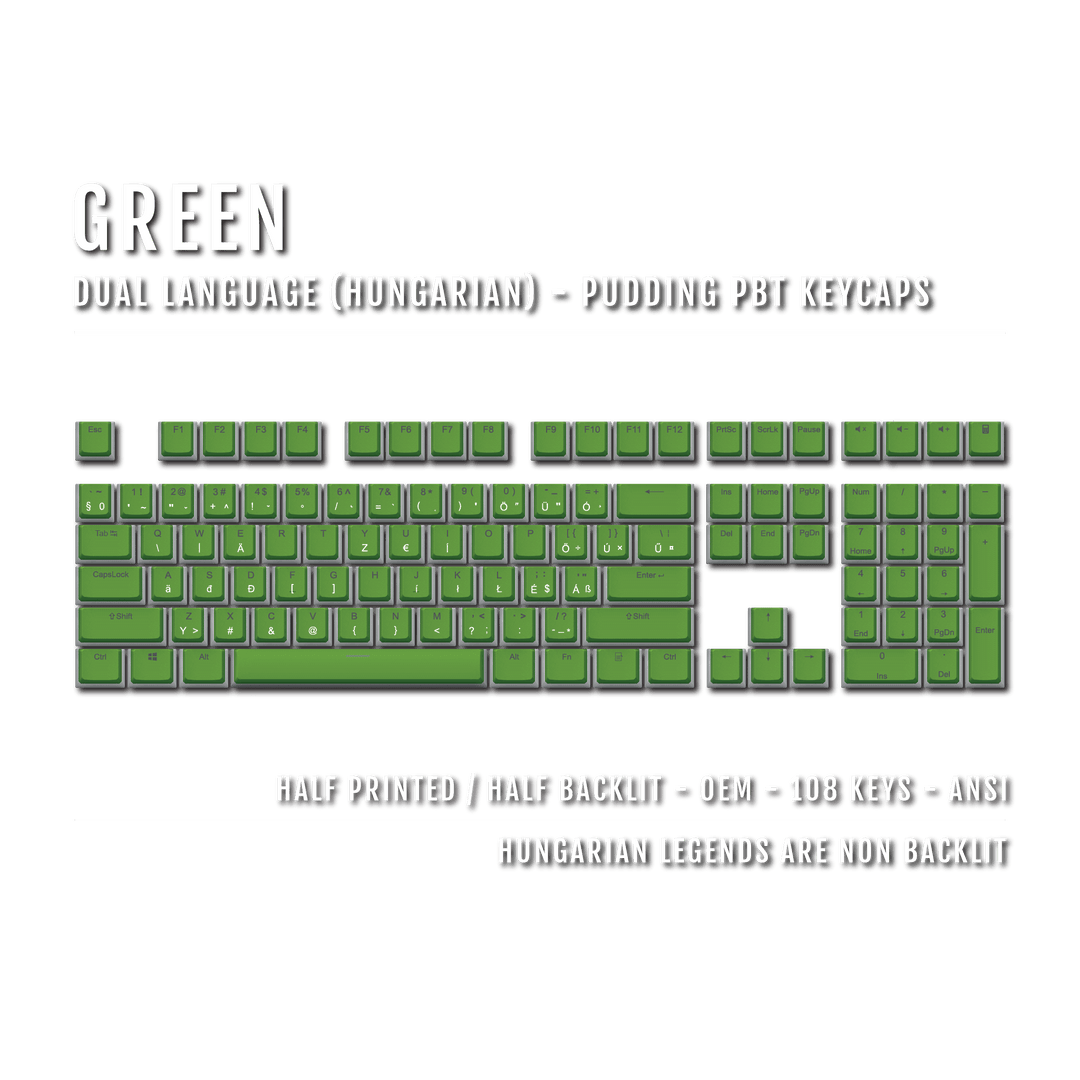 Green Hungarian Dual Language PBT Pudding Keycaps Krome Keycaps LTD hungarian
