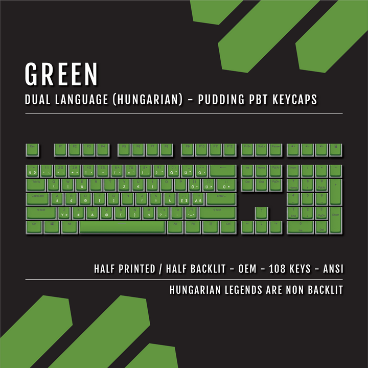 Green Hungarian Dual Language PBT Pudding Keycaps Krome Keycaps LTD hungarian