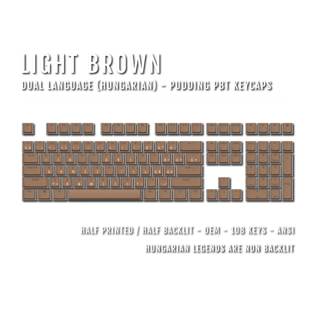 Light Brown Hungarian Dual Language PBT Pudding Keycaps Krome Keycaps LTD hungarian