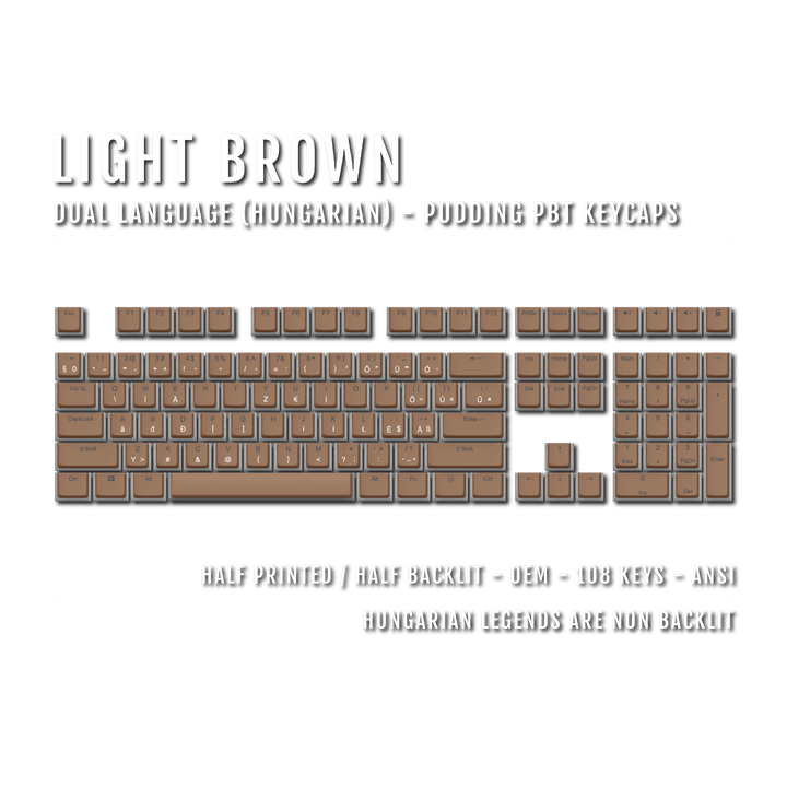 Light Brown Hungarian Dual Language PBT Pudding Keycaps Krome Keycaps LTD hungarian