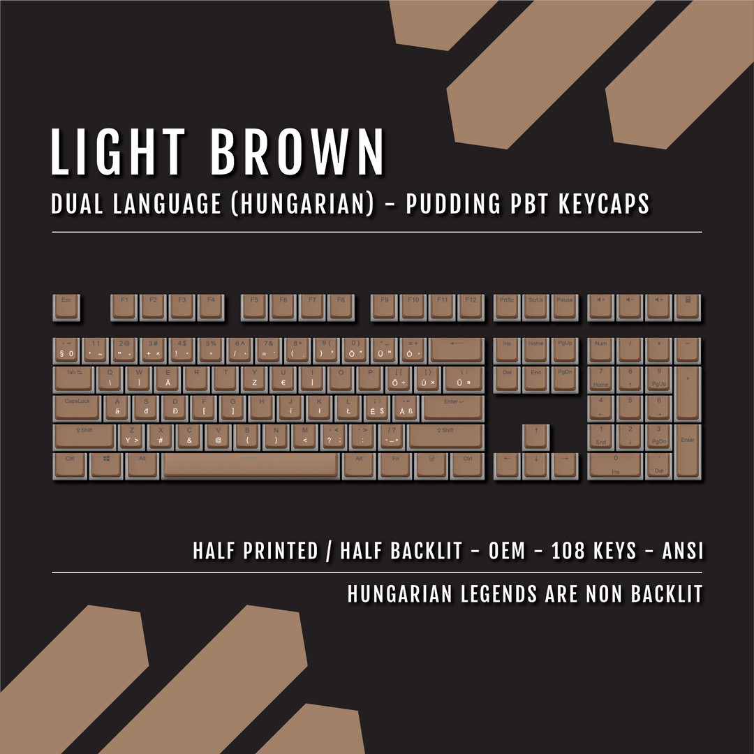 Light Brown Hungarian Dual Language PBT Pudding Keycaps Krome Keycaps LTD hungarian