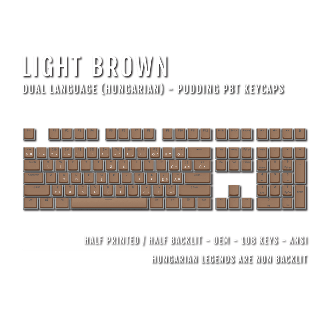 Light Brown Hungarian Dual Language PBT Pudding Keycaps