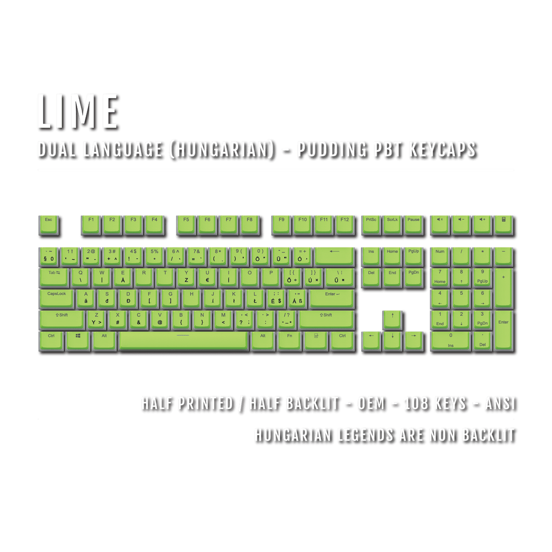 Lime Hungarian Dual Language PBT Pudding Keycaps Krome Keycaps LTD hungarian