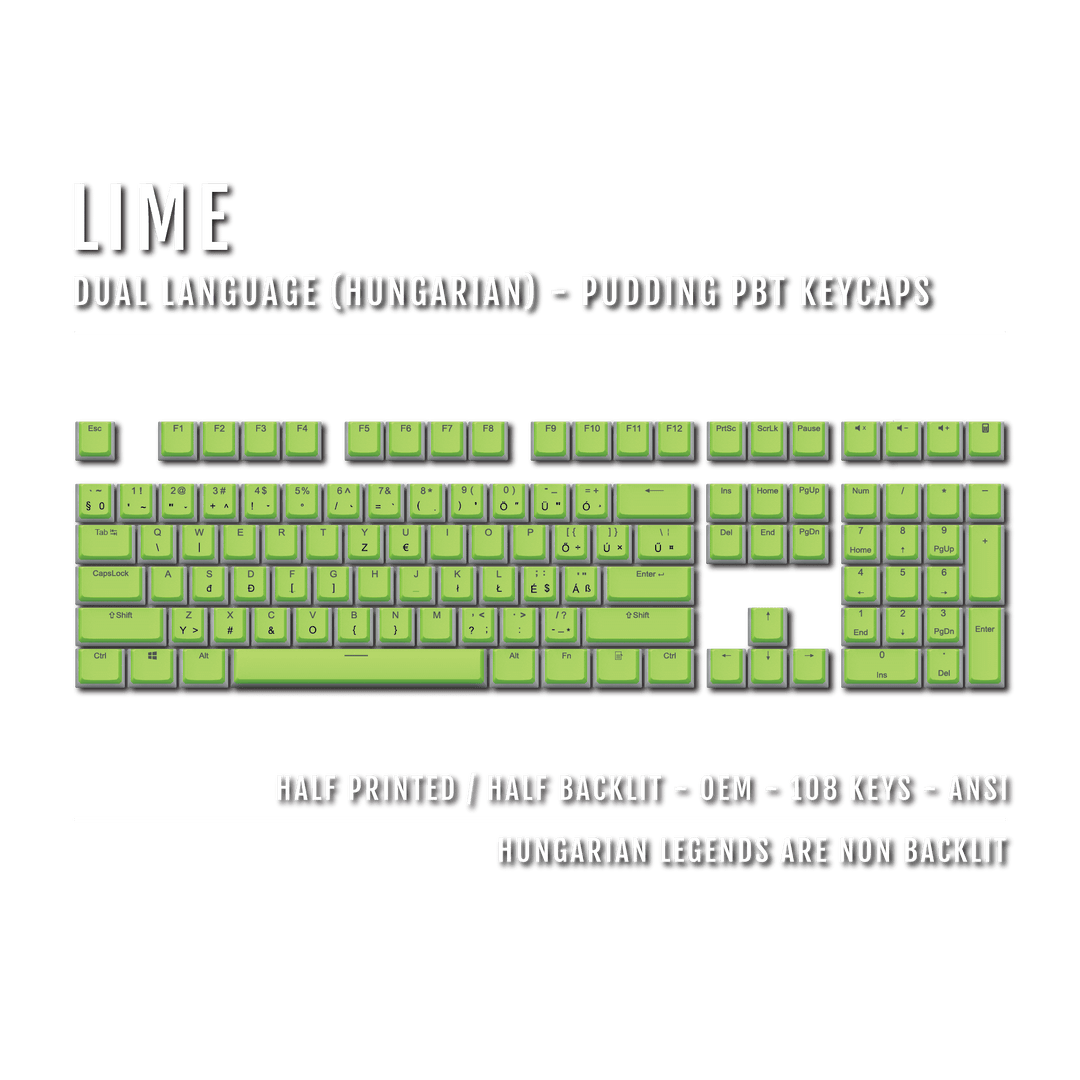 Lime Hungarian Dual Language PBT Pudding Keycaps