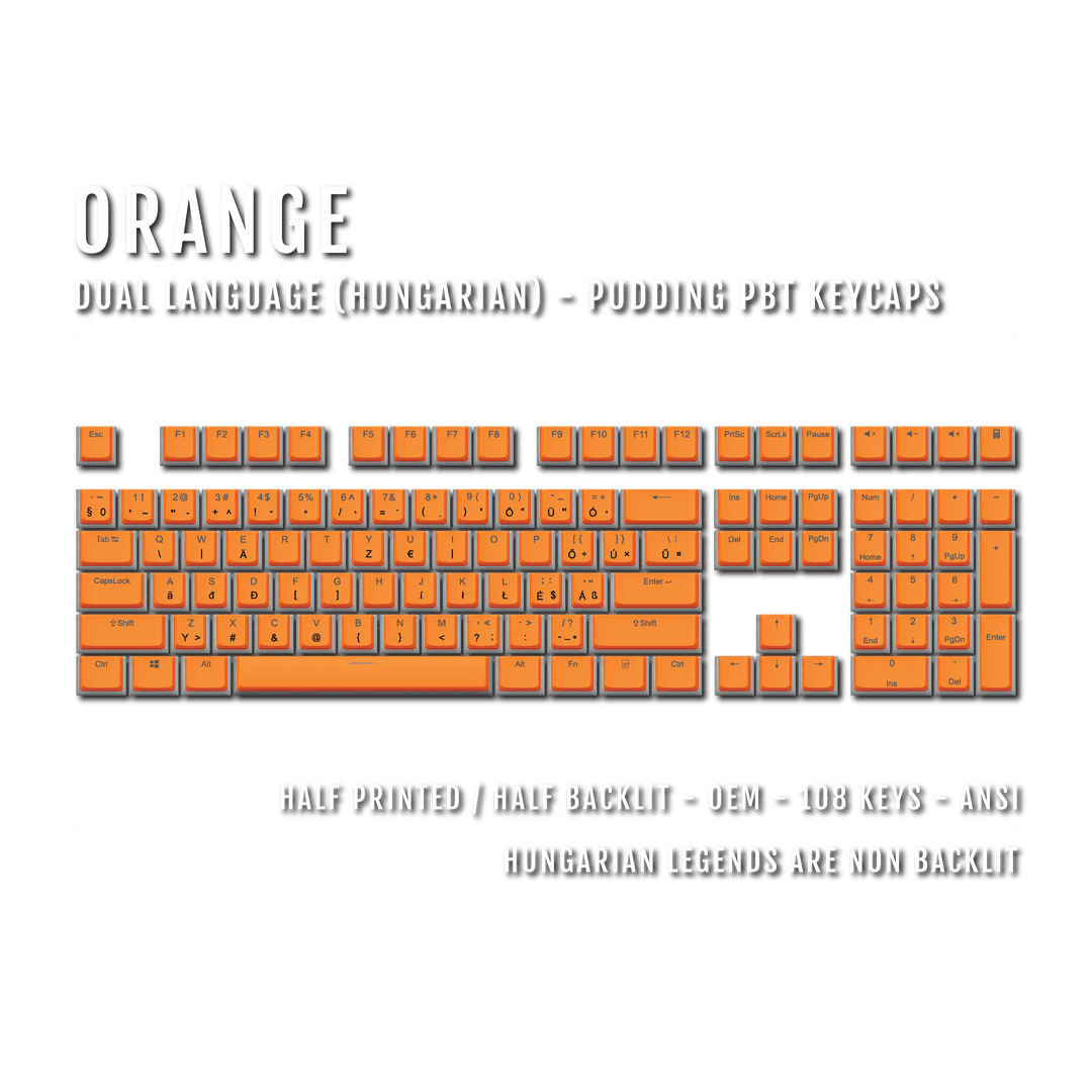 Orange Hungarian Dual Language PBT Pudding Keycaps Krome Keycaps LTD hungarian