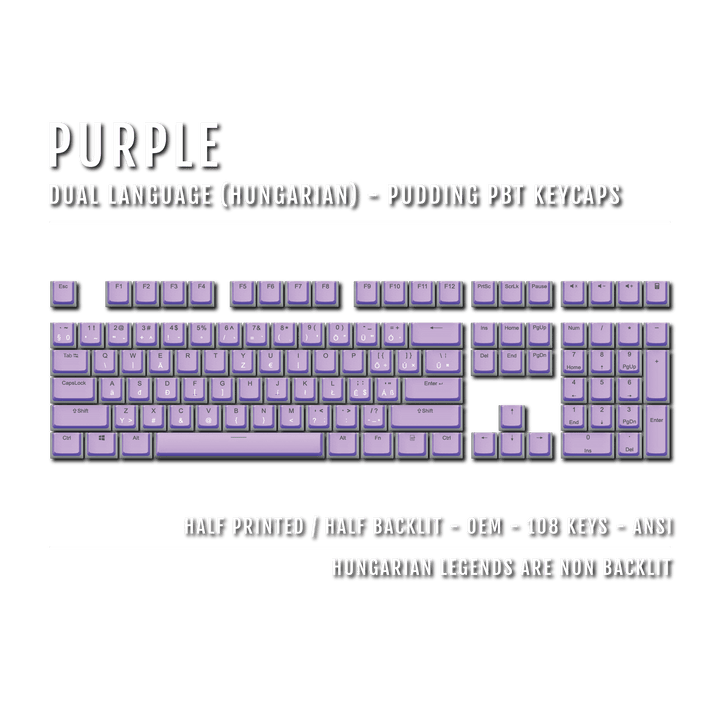 Purple Hungarian Dual Language PBT Pudding Keycaps Krome Keycaps LTD hungarian