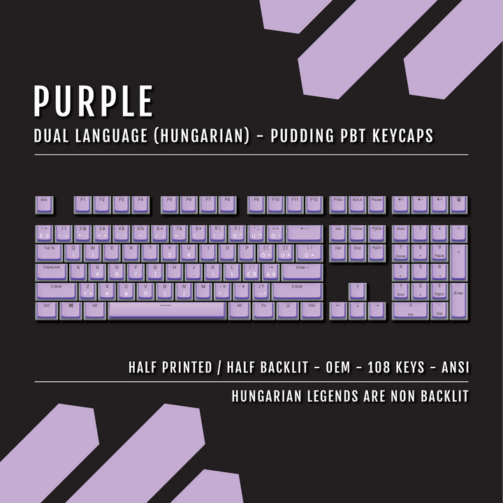 Purple Hungarian Dual Language PBT Pudding Keycaps