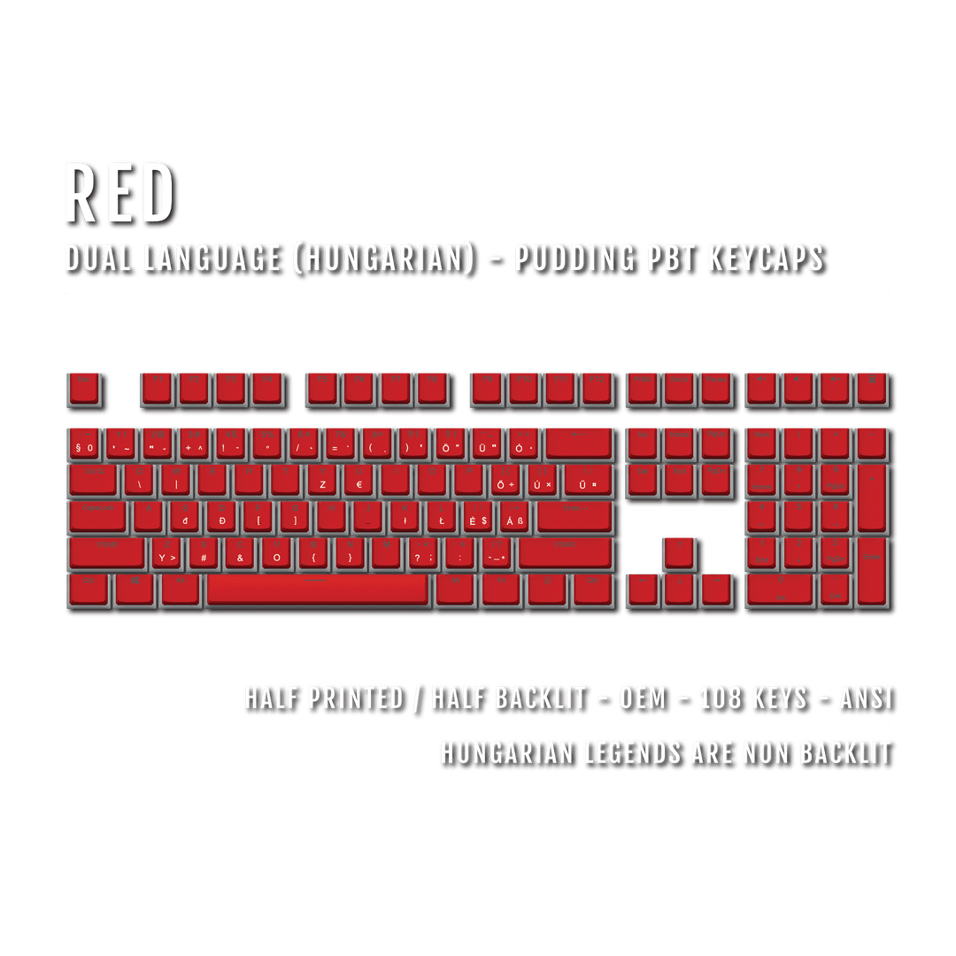 Red Hungarian Dual Language PBT Pudding Keycaps