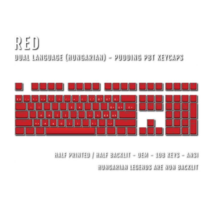 Red Hungarian Dual Language PBT Pudding Keycaps