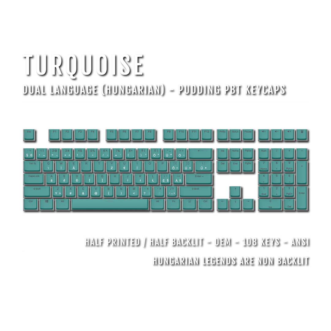 Turquoise Hungarian Dual Language PBT Pudding Keycaps Krome Keycaps LTD hungarian