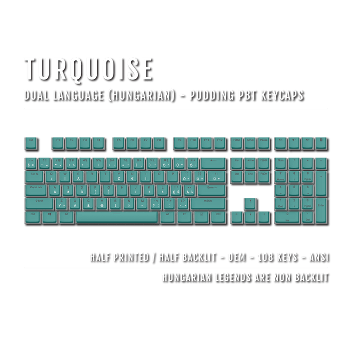 Turquoise Hungarian Dual Language PBT Pudding Keycaps Krome Keycaps LTD hungarian