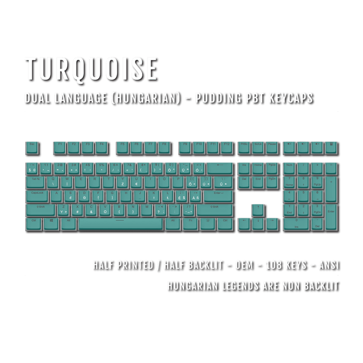 Turquoise Hungarian Dual Language PBT Pudding Keycaps