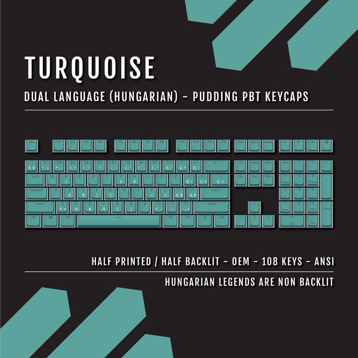 Turquoise Hungarian Dual Language PBT Pudding Keycaps