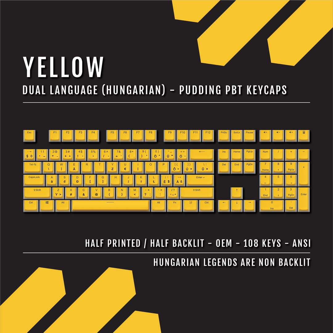 Yellow Hungarian Dual Language PBT Pudding Keycaps Krome Keycaps LTD hungarian