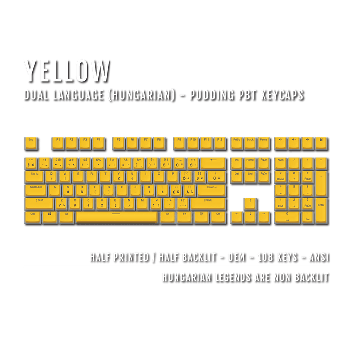 Yellow Hungarian Dual Language PBT Pudding Keycaps