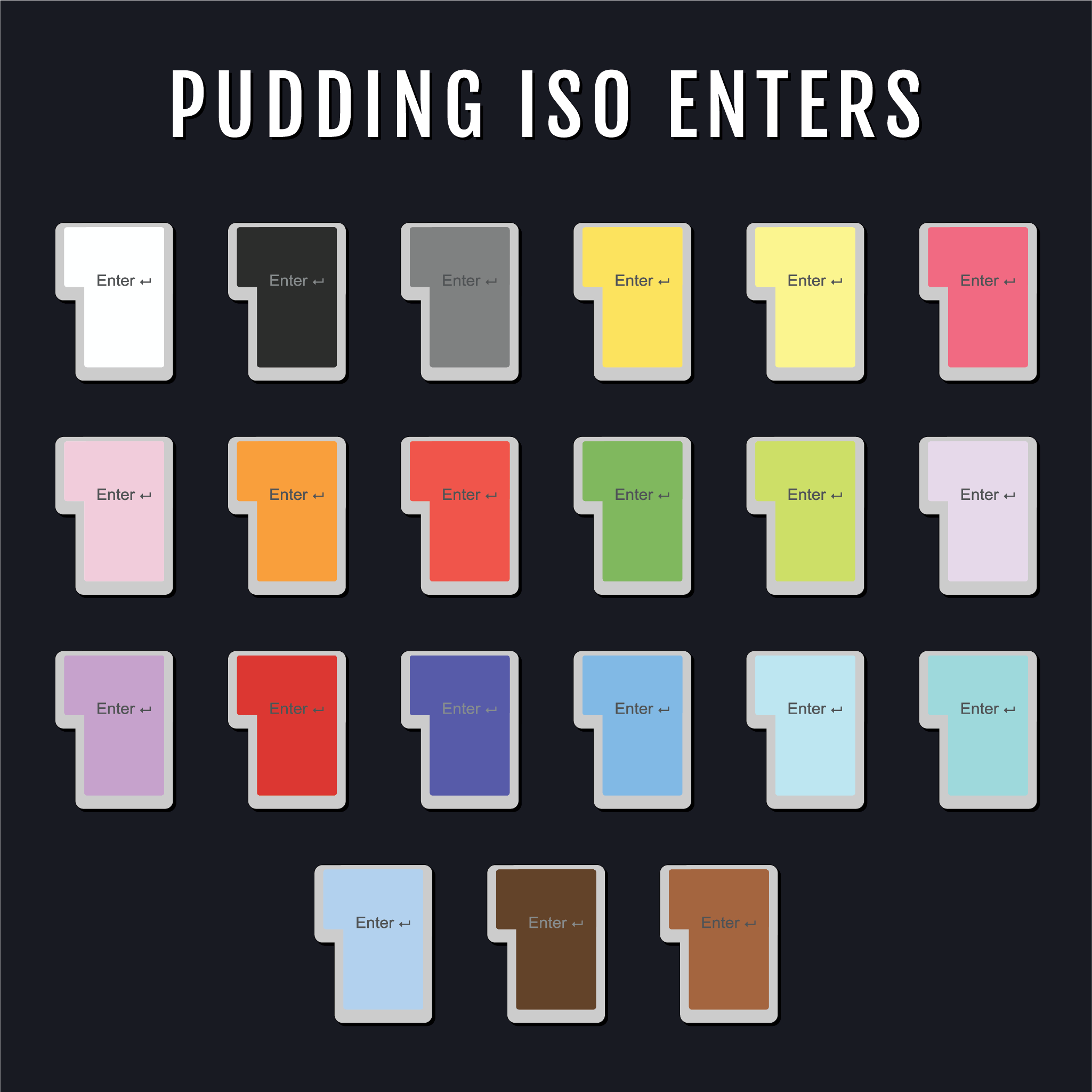 ISO Pudding Enter Keycap - Various Colours – Krome Keycaps LTD