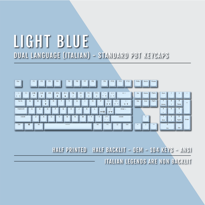 Light Blue Italian (ISO-IT) Dual Language PBT Keycaps Krome Keycaps LTD italian