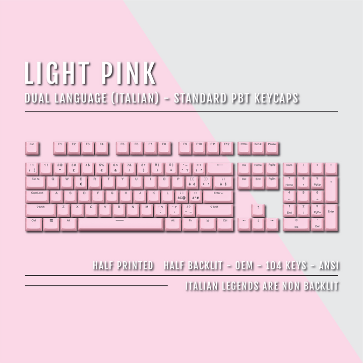 Light Pink Italian (ISO-IT) Dual Language PBT Keycap Krome Keycaps LTD italian