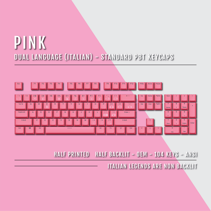 Pink Italian (ISO-IT) Dual Language PBT Keycap Krome Keycaps LTD italian