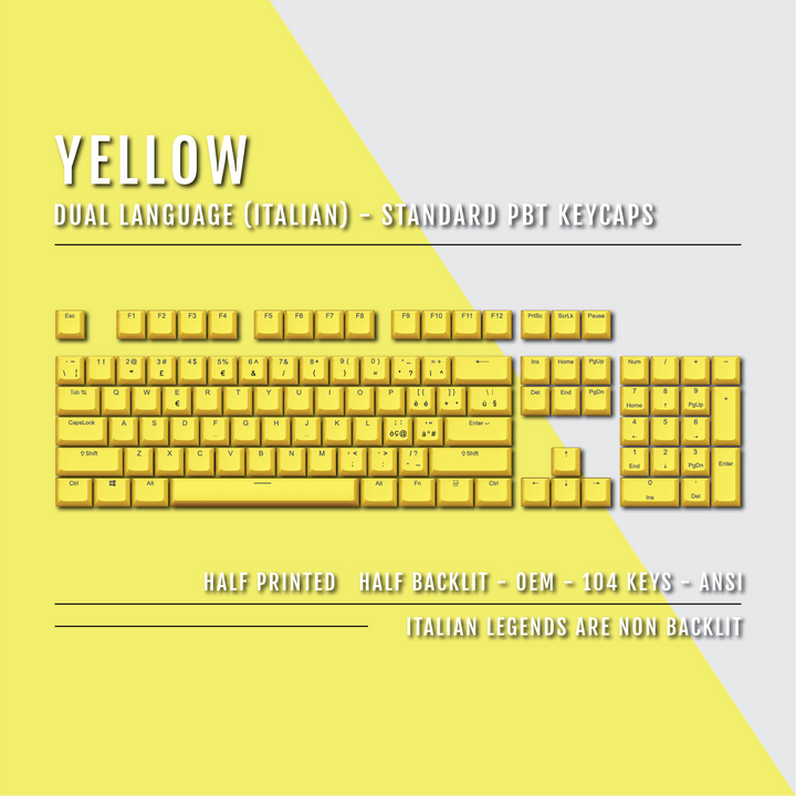 Yellow Italian (ISO-IT) Dual Language PBT Keycap Krome Keycaps LTD italian