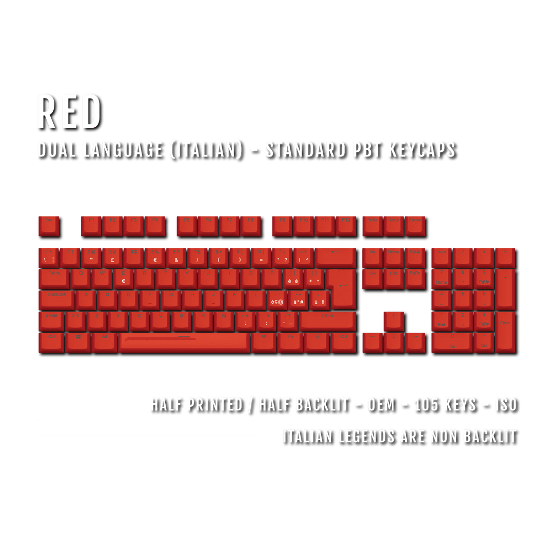 Red Italian (ISO-IT) Dual Language PBT Keycap Krome Keycaps LTD italian