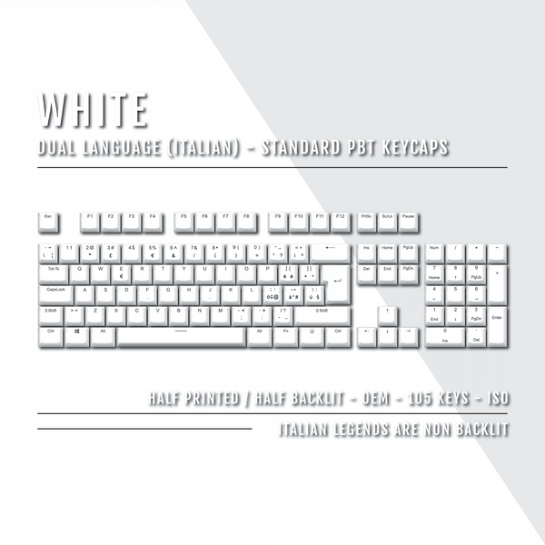 White Italian (ISO-IT) Dual Language PBT Keycap – Krome Keycaps LTD