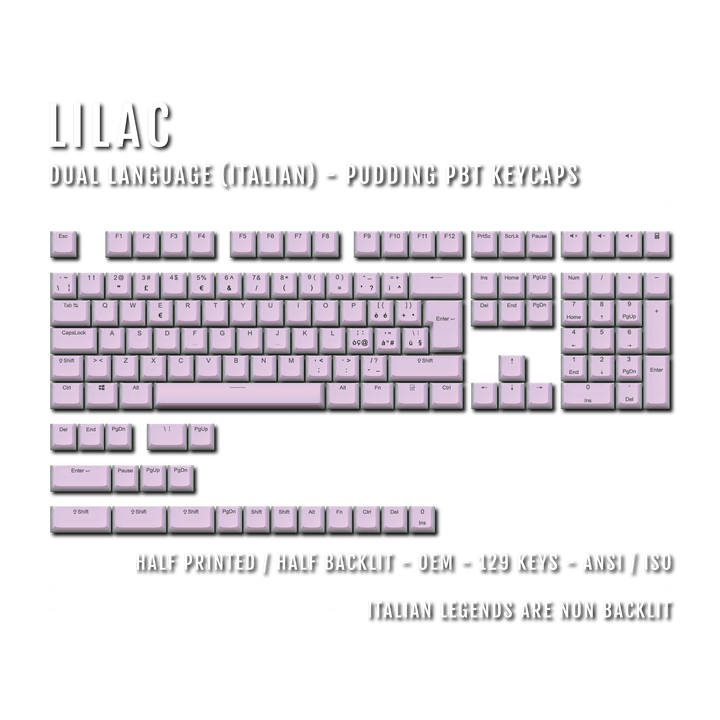 Lilac Italian (ISO-IT) Dual Language PBT Pudding Keycaps