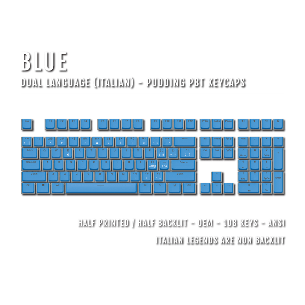 Blue Italian Dual Language PBT Pudding Keycaps Krome Keycaps LTD italian