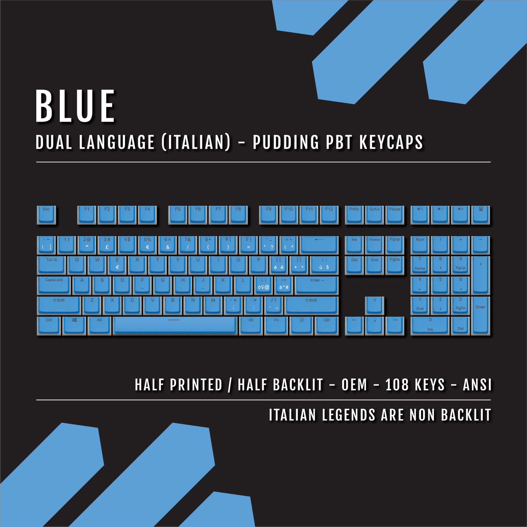 Key Cap Rome Blue Blue Italian Dual Language PBT Pudding Keycaps – Krome Keycaps LTD
