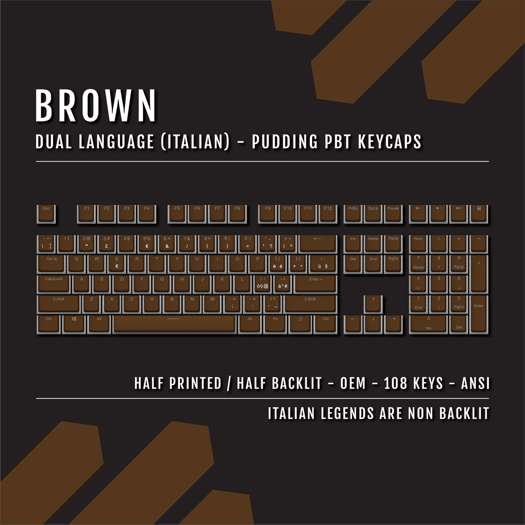 Brown Italian Dual Language PBT Pudding Keycaps Krome Keycaps LTD italian