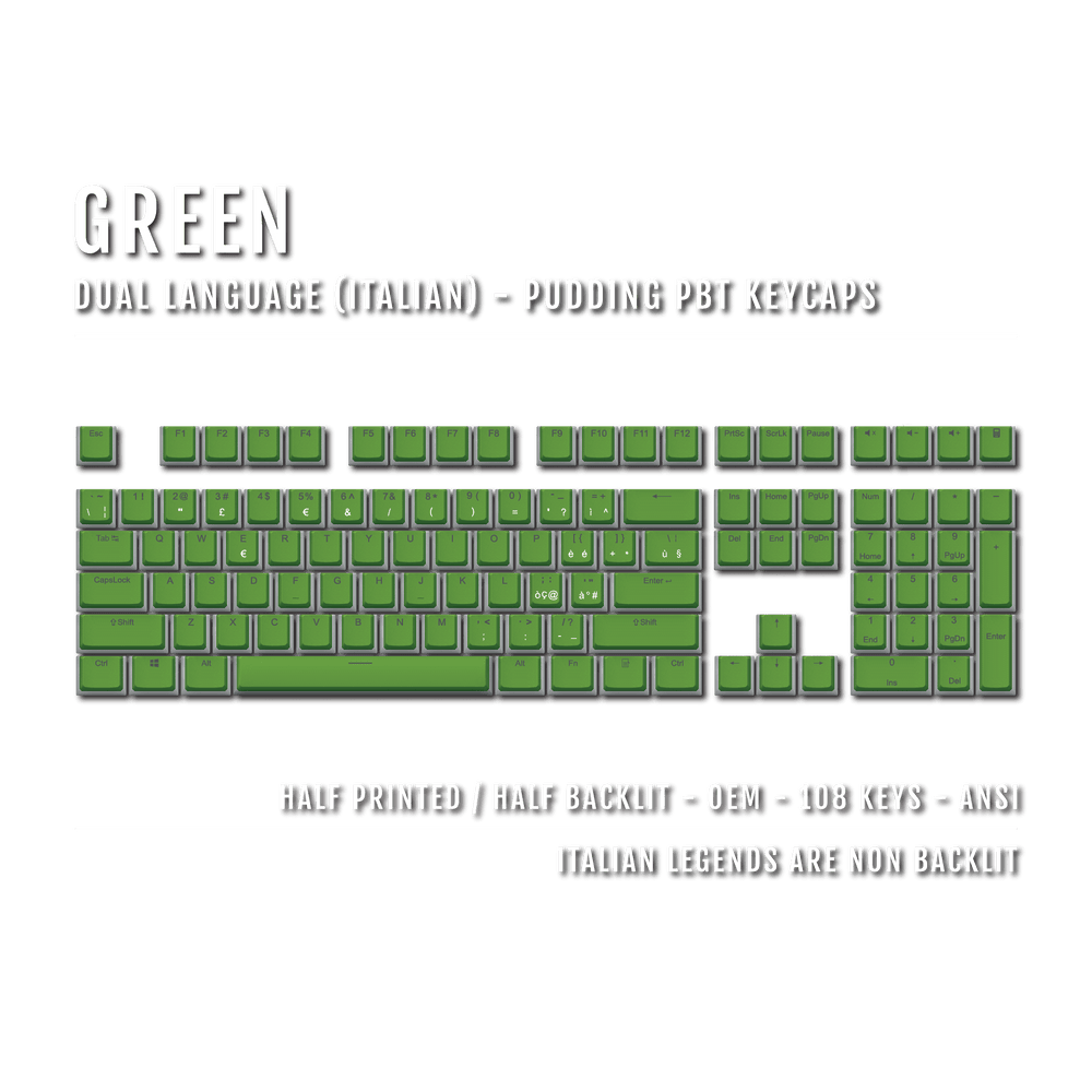Green Italian Dual Language PBT Pudding Keycaps Krome Keycaps LTD italian