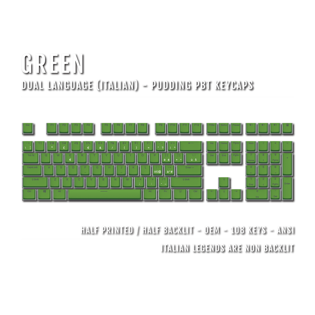 Green Italian Dual Language PBT Pudding Keycaps Krome Keycaps LTD italian