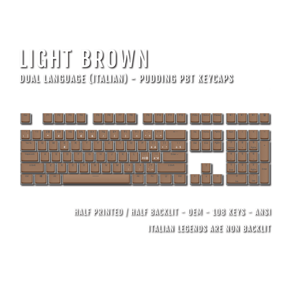 Light Brown Italian Dual Language PBT Pudding Keycaps Krome Keycaps LTD italian