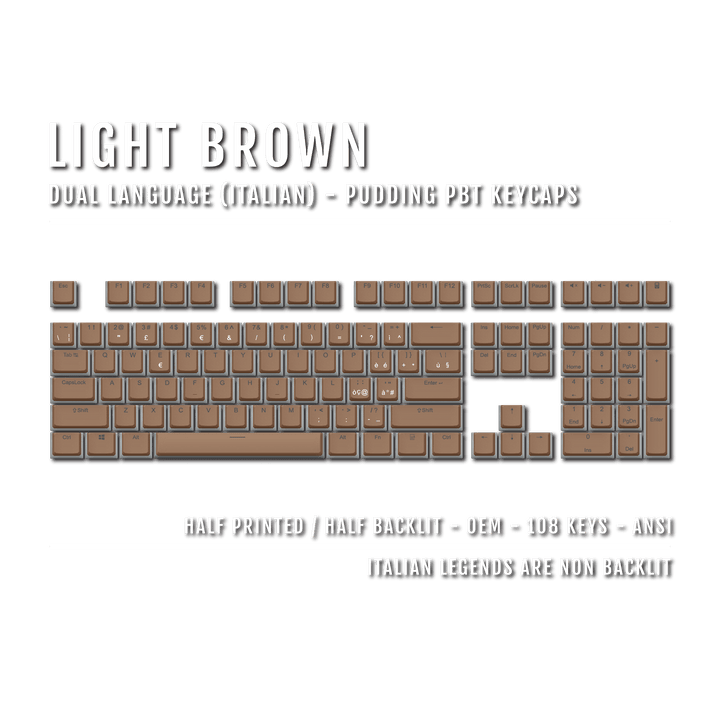 Light Brown Italian Dual Language PBT Pudding Keycaps
