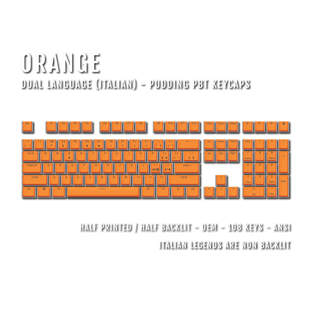 Orange Italian Dual Language PBT Pudding Keycaps Krome Keycaps LTD italian