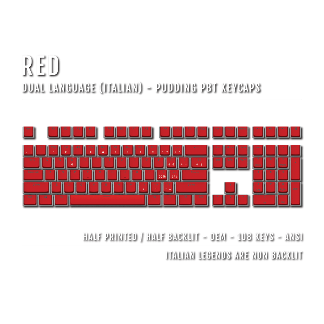 Red Italian Dual Language PBT Pudding Keycaps Krome Keycaps LTD italian