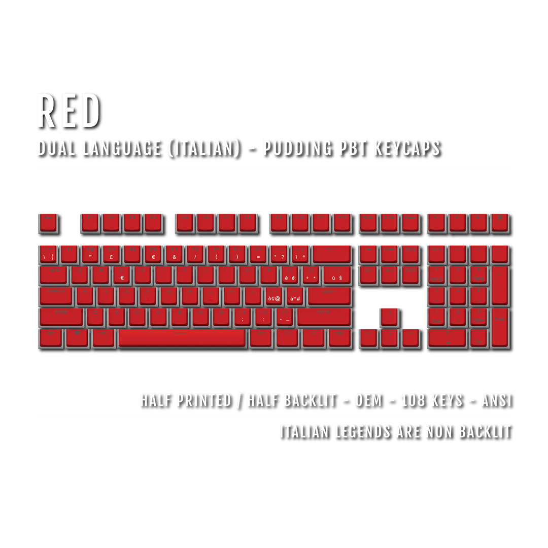 Red Italian Dual Language PBT Pudding Keycaps