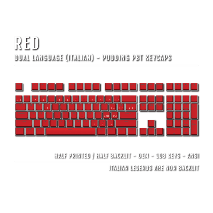 Red Italian Dual Language PBT Pudding Keycaps