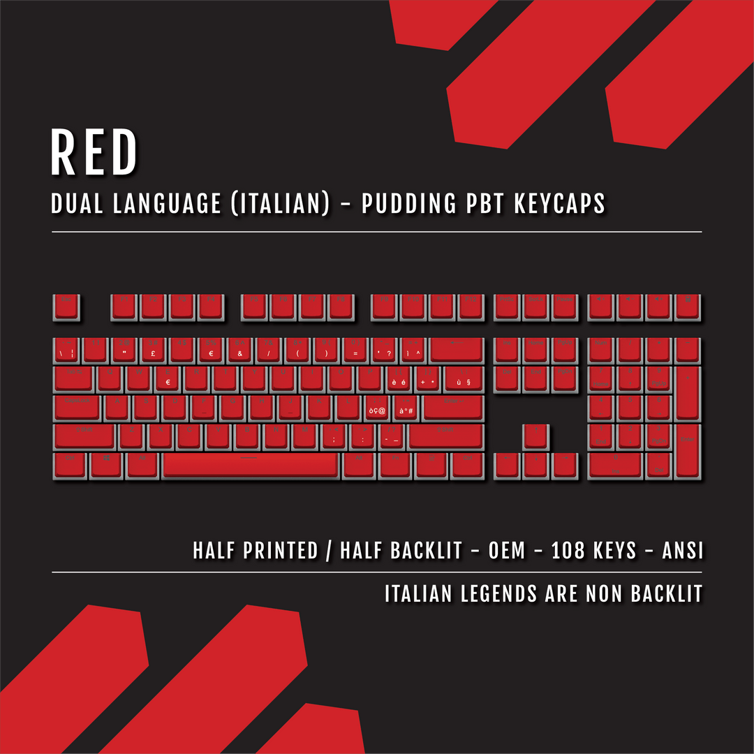 Red Italian Dual Language PBT Pudding Keycaps