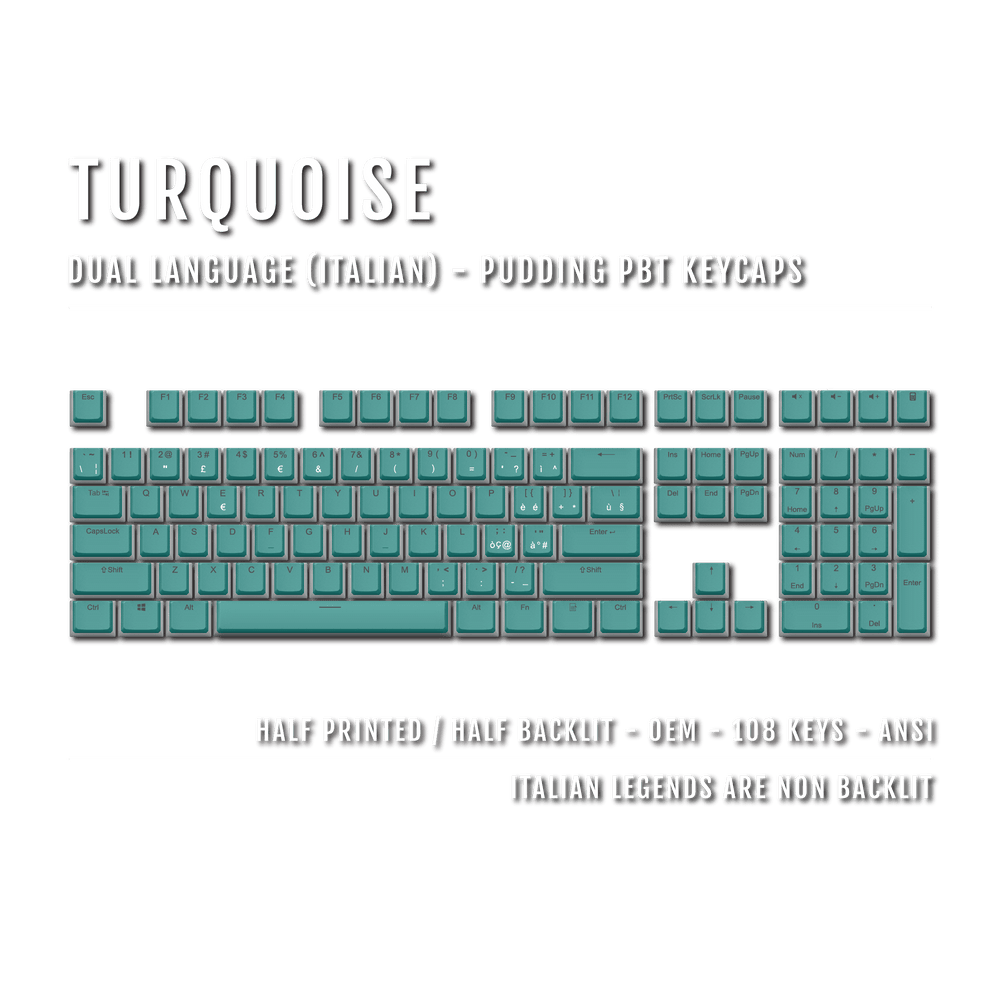 Turquoise Italian Dual Language PBT Pudding Keycaps Krome Keycaps LTD italian