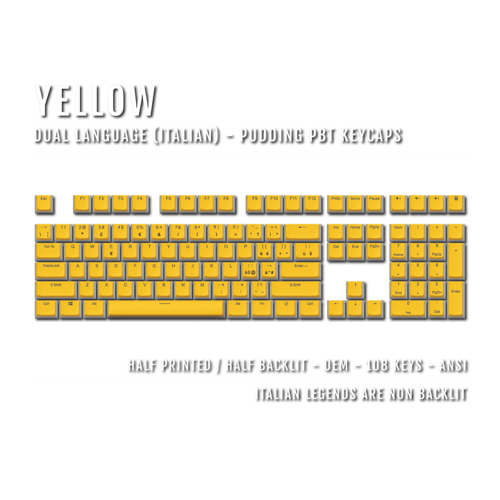 Yellow Italian Dual Language PBT Pudding Keycaps Krome Keycaps LTD italian