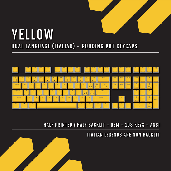 Yellow Italian Dual Language PBT Pudding Keycaps Krome Keycaps LTD italian
